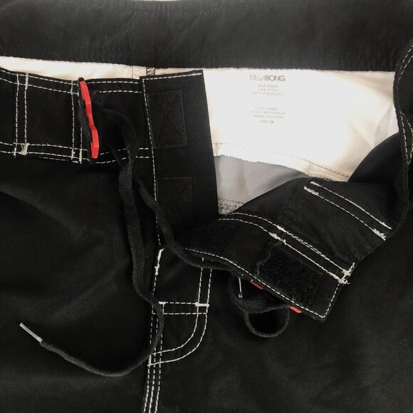 Billabong Men’s Black Boardshorts with Side Stripes of Red, White & Gray Size 38 - Picture 8 of 16